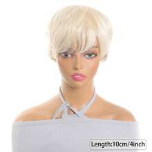 Pixie Cut Wig For Women - Short Layered Straight Synthetic Hair With Bangs,Light Beige Tones, Daily Use & Special Occasions - 米色 - 查看 5