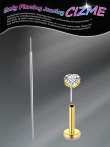 CIZME 2PCS 16G/18G/20G Threadless Push In Nose Studs Stainless Steel Labret Piercing Jewelry For Tragus Monroe Lip Helix Cartilage Earrings Studs For Women Men, Threadless Nose Studs CZ Nose Rings For Women Stainless Steel Labret Studs Lip Rings Push In Flat Back Stud Earrings CZ Nose Nostril Tragus Helix Piercing Jewelry Hypoallergenic - Gold - View 22