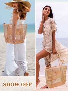 A Women's Summer Beach Tote Bag -- A Mother's Day Gift. It Is A Versatile Mesh Shoulder Bag That Can Also Be Worn Crossbody. It Comes With A Polyester Lining And Is Perfect For Travel And Outdoor Activities. It Can Be Used As A Toiletries Bag For Beach Summer Vacations And To Organize Bathroom Toiletries. It Is Also A Must-Have For Holidays, Study Supplies, Travel Essentials, And Items For Women's Dormitories., Beach Accessories, Pool Float