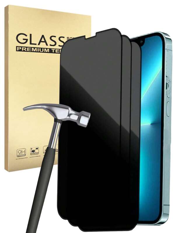 3pcs Anti-Spy Phone Screen Protection Tempered Film Compatible With Apple Phone 6/6s,7/8/Plus,X/Xs/XS Max,11/11pro/11 Pro Max,12mini/12/12 Pro/12 Pro Max,13/13mini/13 Pro/13 Pro Max,14/14 Plus/14 Pro/14 Pro Max,15/15Plus/15Pro/15Promax With Black Edge Silk Screen Anti-Peeping Full Screen Mobile Phone Protective Film ﻿