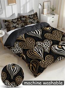 Set de huse de pilotă cu 3 bucăți și imprimeu leopard (1 husă de pilotă + 2 fețe de pernă, fără miez), cu un design sexy și atractiv cu imprimeu leopard, moale și prietenos cu pielea, calmant pentru oboseala vizuală, potrivit pentru toate anotimpurile, închidere cu fermoar, potrivit pentru hotel, dormitor, cameră de oaspeți și dormitor comun, hipoalergenic și ușor de întreținut, elegant, ușor, respirabil, hipoalergenic și ușor de întreținut, modern și simplu la modă.