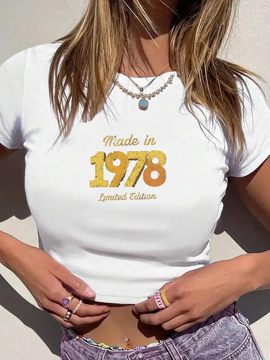 Limited MADE IN 1978 Women's Fashion Short T-Shirt - White - View 1