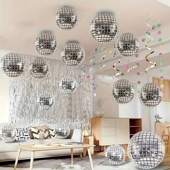 10 PIEZAS/22 Pulgadas Globos circulares de aluminio 4D tipo disco, adecuados para fiestas de graduación, bodas y suministros de decoración de fiestas, decoraciones navideñas para el hogar, regalos navideños, decoración navideña