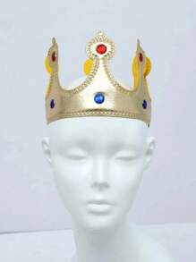👑 تاج ذهبي للبالغين، قطعة رأس للأمير مرصعة بالراين ، ديكور كيك، تاج لحفلة عيد الميلاد، هدية للأم في عيد الحب، عيد الأم، قطعتان/قطعة