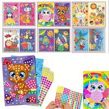 20 Sheets Children Dot Coloring Book DIY Color Dot Cartoon Animal Drawing Mosaic Puzzle Stickers Children Learn Creative Educational Toys - Multicolor - View 12
