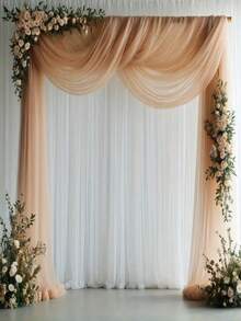 1pc Elegant Wedding Arch Curtain, 118in/236in/315in Sheer Chiffon Fabric - Ideal For Romantic Ceremony, Engagement, And Special Occasions, Polyester, No Power Needed, Wedding Decor Background Summer Birthday Gifts Beach Back To School School Supplies Room Decor - Multicolor - View 8