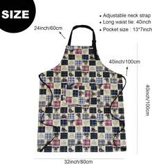 Multifuns 2 Pcs Cotton Plus Size Aprons For Adult Women Men, Garden Cooking Kitchen Aprons With Pockets, Adjustable Bib Grill Cute Dad Mom Aprons (Rhomb, 80 * 95cm) - Bear - View 2
