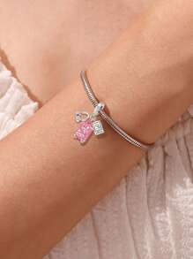1 peça de pulseira de prata esterlina 925 com pingente de coração de amor de mãe, braceletes com contas para fazer joias e combinar com roupas do dia a dia, decoração para meninas/mulheres, material de volta às aulas