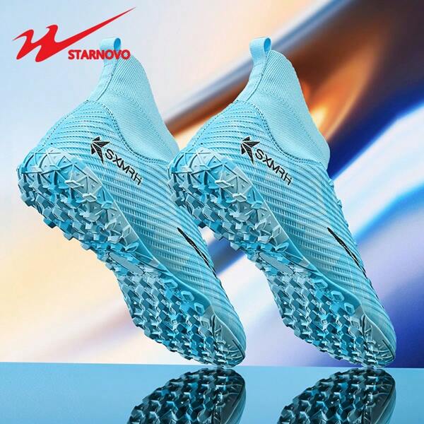STARNOVO Tachones de fútbol/fútbol unisex, suela de camuflaje, moda deportiva, cuello elástico para comodidad, zapatos de fútbol profesionales para entrenamiento y partido (Nota: La parte de camuflaje en la suela es aleatoria)