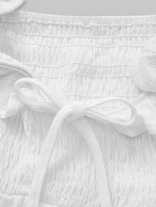 Women Solid Color Knot Front Pleated Hem Tank Top, Minimalist Casual Everyday White Blouse, Summer