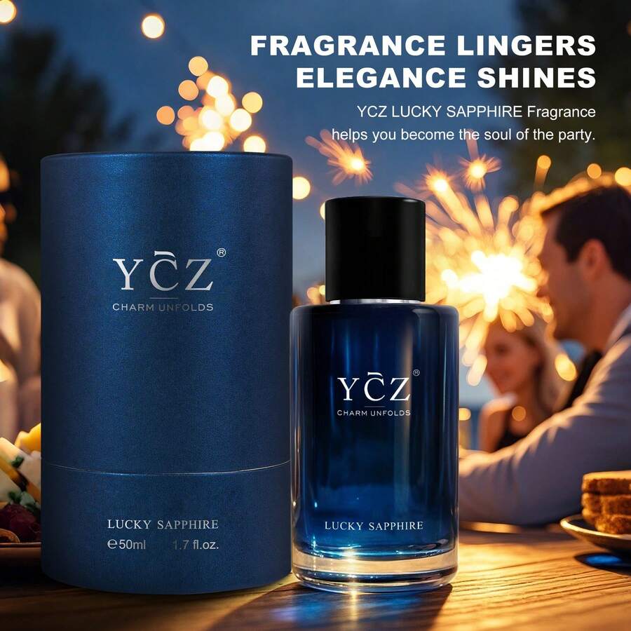 YCZ Men's Cologne Eau De Toilette - Fresh Citrus & Spicy Notes | Warm Amber Base | 1.7oz Long-Lasting Fragrance | Perfect Gift For Dad, Boyfriend – Valentine's Day, Father's Day, Christmas Presents With Elegant Packaging - Navy Blue - View 1