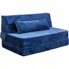 Silla cama convertible con almohada, sofá cama plegable de espuma de memoria de alta densidad, sofá cama plegable para sala de estar/dormitorio/uso de invitados/apartamento/oficina en casa - Azul - Ver 3
