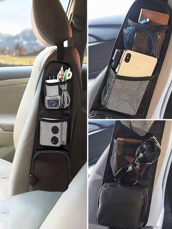 Car Seat Organizer Car Storage Bag Car Hanging Storage Bag With Multi-Pocket Car Seat Storage Bag Mesh Hanging Storage Bag Auto Seat Side Bag Organizer Phone Holder Drink Holder Phone Organizer Multi-Purpose Storage Bag Car Organizer Stuff Bag Car Accessories Travel Accessories For Women Storage Organizer Travel Essentials Gift