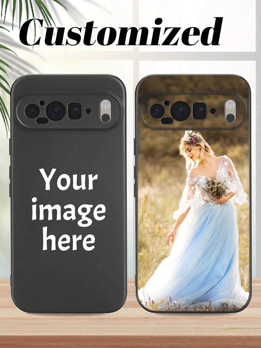 1pc Customized Graphic Black Glass Protective Mobile Phone Case, Suitable For Pixel 9 Pro/9 Pro XL/9A
