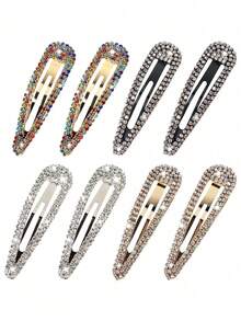 2个/8个装 女士水钻发夹 时尚甜美社交名媛BB夹 休闲侧夹 闪亮单线夹 适用于女士发髻、婚礼发型和新娘配饰、美发工具、卷发、旅行、美发工具、女士配饰、秋季、旅行、美发工具、礼物、旅行、女士礼物、圣诞节、女士礼物、圣诞礼物、成人礼物、成人、女士配饰、圣诞礼物、成人圣诞礼物创意、美容、女士圣诞礼物、派对、头部配饰、爪夹 - 彩色 - 查看 4