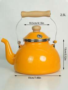 1set Nordic-Style Simple Whistling Enameled Kettle With A Wooden Handle. It Is A Multi-Functional And High-Temperature-Resistant Kettle Suitable For All Seasons. It Can Be Used As A Coffee Pot, A Cold Water Pot, A Milk Tea Pot, And An Unbreakable Oil Pot. - Whistling Kettle - View 17