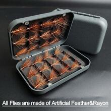 （25 件套苍蝇）飞蝇钓鱼人造苍蝇套装 | 有翅麋鹿石蛾钓鳟鱼鲈鱼飞蝇饵 | 含飞蝇盒、干蝇、若虫材料人造羽毛和人造丝