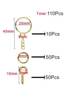 110Pcs Keychain Open Jump Rings Eye Pins Jewelry Making Accessories Kits For DIY Epoxy Resin Key Chain Key Ring Pendants