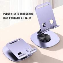 Soporte Celular Plegable Giratorio 360° para Escritorio - Accesorio Móvil Ajustable - Morado - Ver 6