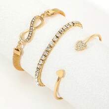 3 件套简约无限符号形 3 件套手链套装，创意 8 字形手镯，女士日常/节日礼物珠宝