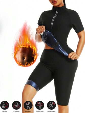 1 set, felpa con colletto alto e zip, adatta per sport all'aperto come corsa, ciclismo, basket ecc. Set top e pantaloni corto donna di per il commercio transfrontaliero. 1 set, felpa con maniche lunghe e pantaloni lunghi, adatta per yoga, corsa, ciclismo, escursionismo e altri sport, set top e pantaloni lunghi donna di per il commercio transfrontaliero. Completi palestra da donna, accessori fitness, fasce addominali modellanti, fasce lombari, corsetto modellante addominale