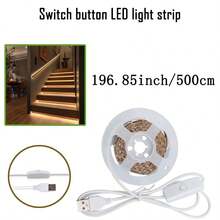 1条100-2000厘米/39.37-787.4英寸2835暖白光LED灯带，带501按钮开关，USB供电，适用于家居装饰、节日派对、生日、卧室、衣柜等。 - Switch button LED light strip - 查看 14