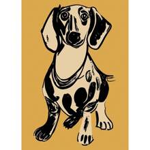 1pc Wall Arts Posters Optional Frame Modern Colorful Cute Dog Posters Canvas Painting Cartoon Abstract Animal Modern Wall Art Picture For Kid Room Home Decoration Painting
