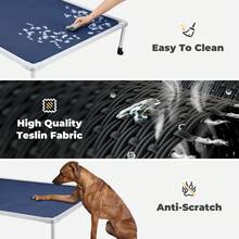 Veehoo Cooling Outdoor Elevated Dog Bed - Chewproof Raised Dog Cots Bed For Large Dogs, Washable Pet Platform With Non-Slip Feet For Indoor And Outdoor - 藍色 - 查看 3