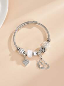 Rhinestone Heart Decor Bangle Valentines