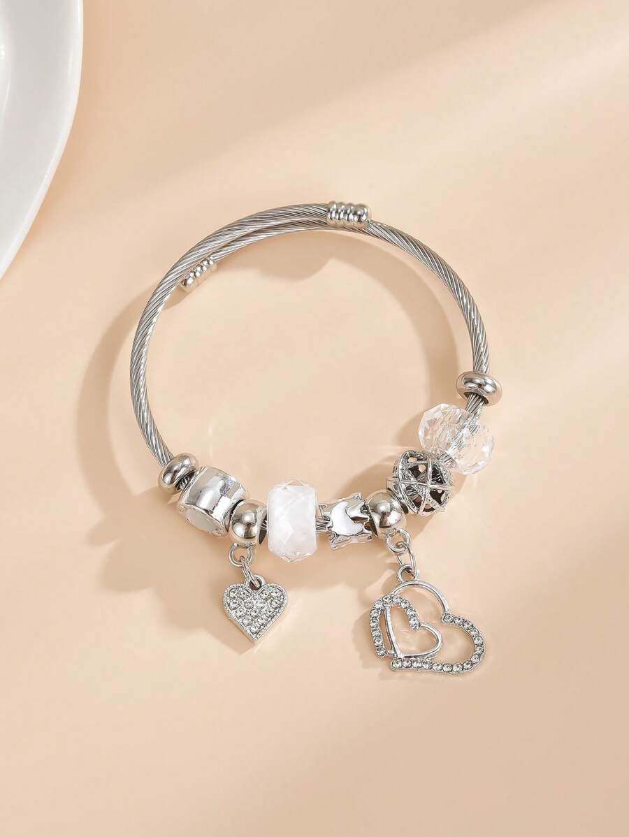 Rhinestone Heart Decor Bangle Valentines