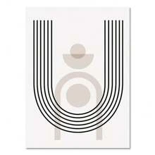 1pc Wall Arts Posters Optional Frame Vintage Abstract Boho Geometric Line Posters Black Beige Bohemian Wall Art Canvas Painting Print Picture For Living Room Home Decoration