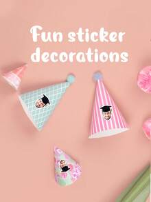 12/24/40张定制毕业贴纸，个性化照片杯贴，带毕业帽，DIY毕业派对装饰，冰咖啡杯表情贴纸，创意贴纸，适合毕业生，定制礼物，送给朋友的个性化礼物，节日装饰，毕业季完美礼物，墙纸贴纸，儿童活动 - 彩色 - 查看 8