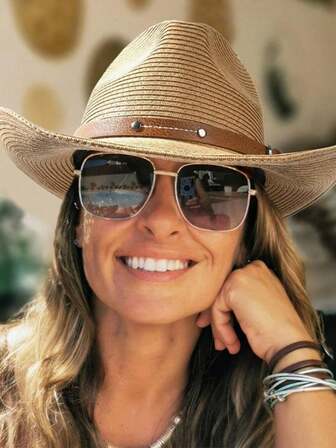 1 st dam-/herrhatt i cowboystil, hopfällbar solhatt för utomhusaktiviteter som strand, vandring, klättring, lämplig som vardagsaccessoarer och presenter