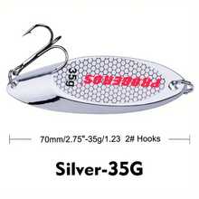 1 件金属勺形拟饵 10 克-60 克 铅坠鲈鱼饵 银色/金色 VIB 鱼饵 8#-2# 钩 铅坠鱼饵 渔具