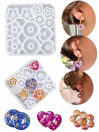 1PC 3D Pendant Earrings UV Epoxy Resin Molds, DIY Flower Garlands Handmade Earrings Mold For Making Jewelry Accessories, Jewelry Making Tools