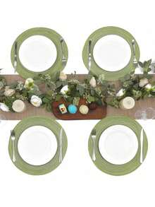 1 件/4 件/8 件圆形编织杯垫（18 厘米）/餐垫（36 厘米），家用圆形防污防烫可洗厨房餐桌垫，适用于家庭聚会、婚礼、派对、日常使用，绿色 - 綠色 - 查看 6