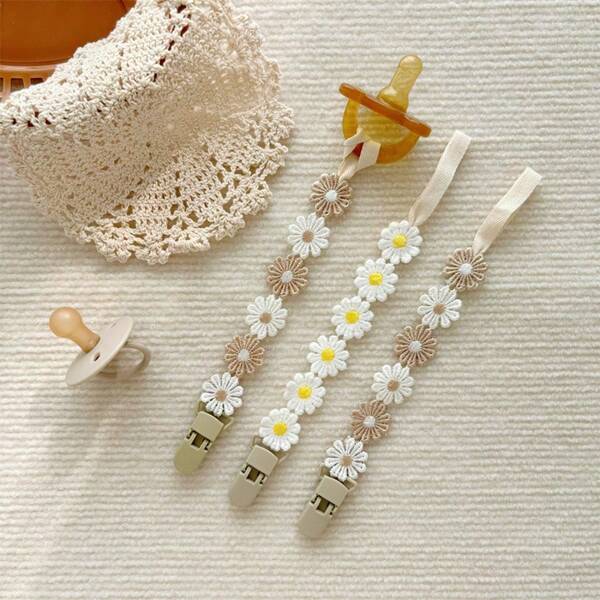 1pc Baby Daisy Pacifier Chain, Anti-Lost Pacifier Clip, Teether And Pacifier Holder, Random Color And Patterns Assorted