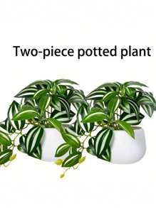 1pc Artificial Green Plant With Pot Fake Mini Plant Lifelike Indoor/Outdoor Decor For Home Garden Porch Farmhouse For Hanging Plants Window Boxes Wedding Table Office Birthday Party Gift Graduation Decor