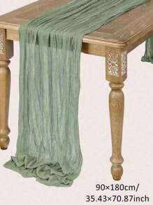 1/2/5pcs Polyester Light Green Pleated Design Table Runner,For Festive Birthday Party Decorations Wedding Accessories Holiday Home Party Room Table Decoration,Babyshower Bridal Shower Decor Table Cloth,Banquets Party Table Flag,Cheesecloth Table Runner,Wedding Decor ﻿