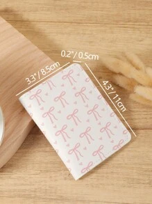 Portofel mini cu buzunar, model roz cu fundă, portofel minimalist pentru carduri, subțire, ușor, portabil, cu numerar, card de identitate, card de credit, buzunar pentru monede, pentru cadou de ziua de naștere, cadou de aniversare, iubitor de femei, fete, femei, adolescenți, pentru studenți, școală, studenți, bărbați, bărbați