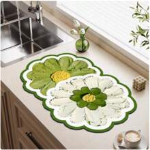 Alfombrilla de estilo campestre para encimera de cocina, almohadilla absorbente de gel de sílice, esterilla de escurrido para mesa, almohadilla de secado de platos, posavasos de secado rápido