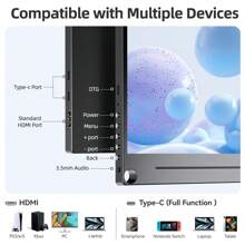 Uperfect Unify B5 - Upgrade 15.6" VESA Portable Monitor 1080P Display 15.6 Inch VESA Portable Monitor! 15.6 inch all-in-one design portable monitor can reduce the burden of the backpack, brings convenience to users. For a PC/Laptop which supports Thunderbolts 3 and a mobile phone which supports USB 3.1, you can connect it with the included Type-C to Type-C cable to provide video, audio, and power to the monitor. In addition, if you use the included USB adapter and power cable to power the monitor, it can also power your computer or smartphone at the same time. The portable display is also equipped with an OTG port (micro USB) for connecting the mouse or keyboard.