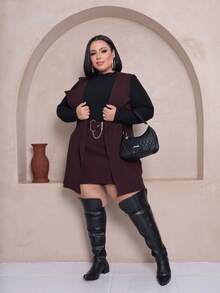 Plus Size Openwork Party Set - 鏽棕色 - 查看 2