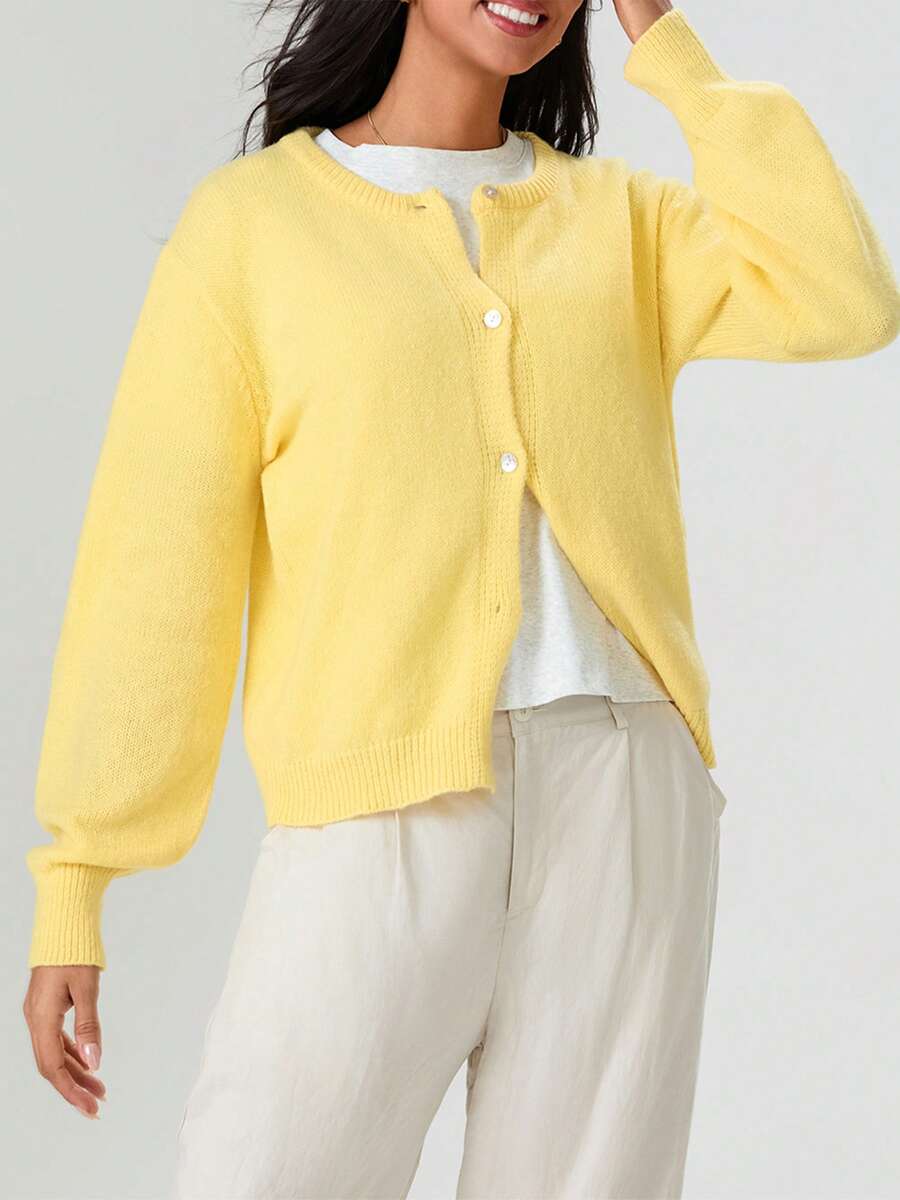 Cardigan Corto Y2K Per Donna - Coprispalle Aperto In Maglia Con Bottoni, Maniche Lunghe