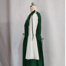 "Renaissance Style Elegant Lace-Up Corset Maxi Dress For Women - Vintage Medieval Gothic Ball Gown With Bell Sleeves For Theater, Cosplay And Formal Events" - Xanh đậm - Xem 4