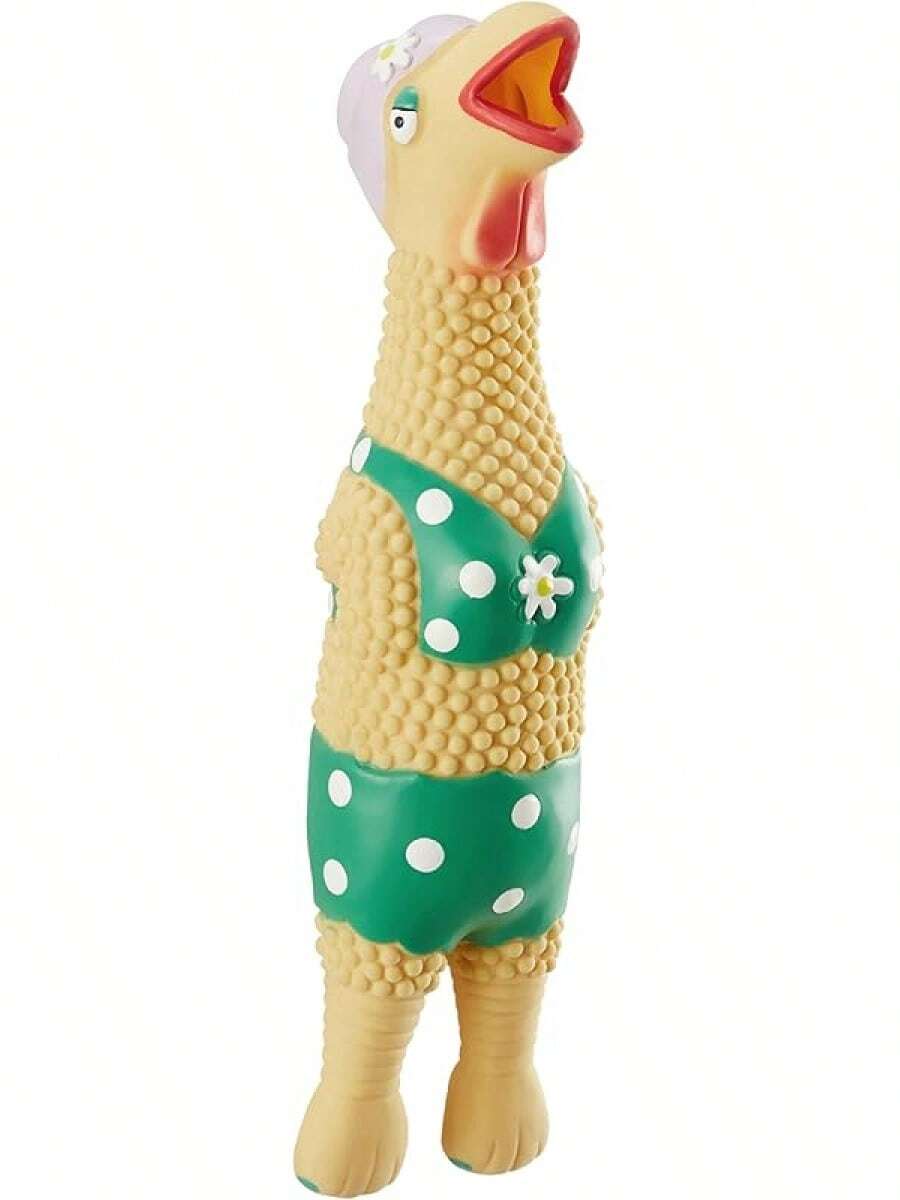 Outward Hound By Charming Pet Squawkers Henrietta Latex Squeaky Rubber Chicken Dog Toy, Funny Interactive Holiday Toy Dogs, Large Size - Bà ngoại Hippie Chick - Xem 1