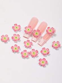 10 Pieces Of Pink Flower Nail Art Accessories, Resin Three-Dimensional Nail Art Pendants, DIY Wearable Nail Material Pack. Simple Style And Versatile, Suitable For Nail Salons