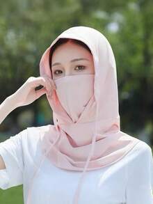 2/1pc - Unisex Outdoor UV Protection Face Mask & Hat Combo With Ice Sleeve, Breathable Ice Silk Balaclava - All-In-One Face & Neck Covering Adjustable Drawstring, Suitable For Outdoor Activities, Fishing, Hiking, Summer Sun Hat With Neck Gaiter, Essential For Sun Protection Ski Masks - Multicolor - View 11