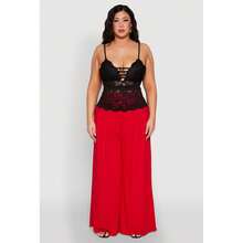 Plus Size Floral Lace Caged Front Cami - Multicolor - View 3