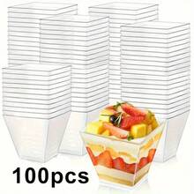 Copo de sobremesa elegante de plástico transparente com 20/50/100 peças, 2 oz - perfeito para chocolate e cheesecakes, pudins, mousses e sobremesas em camadas